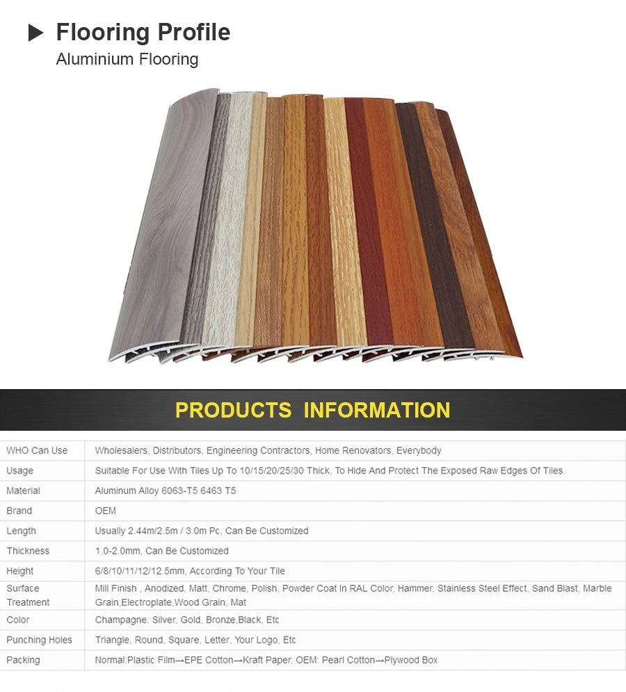 Aluminum profile floor edge transition strip
