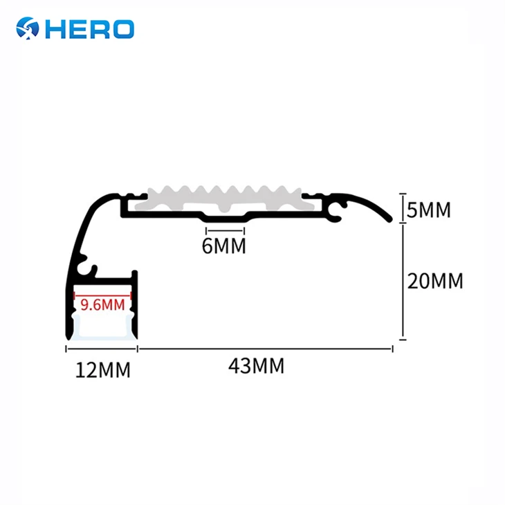 Aluminium And Rubber Stair Nosing high quality